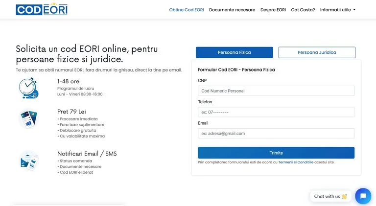 Obține EORI | Vámügyi Regisztráció Automatizálás
